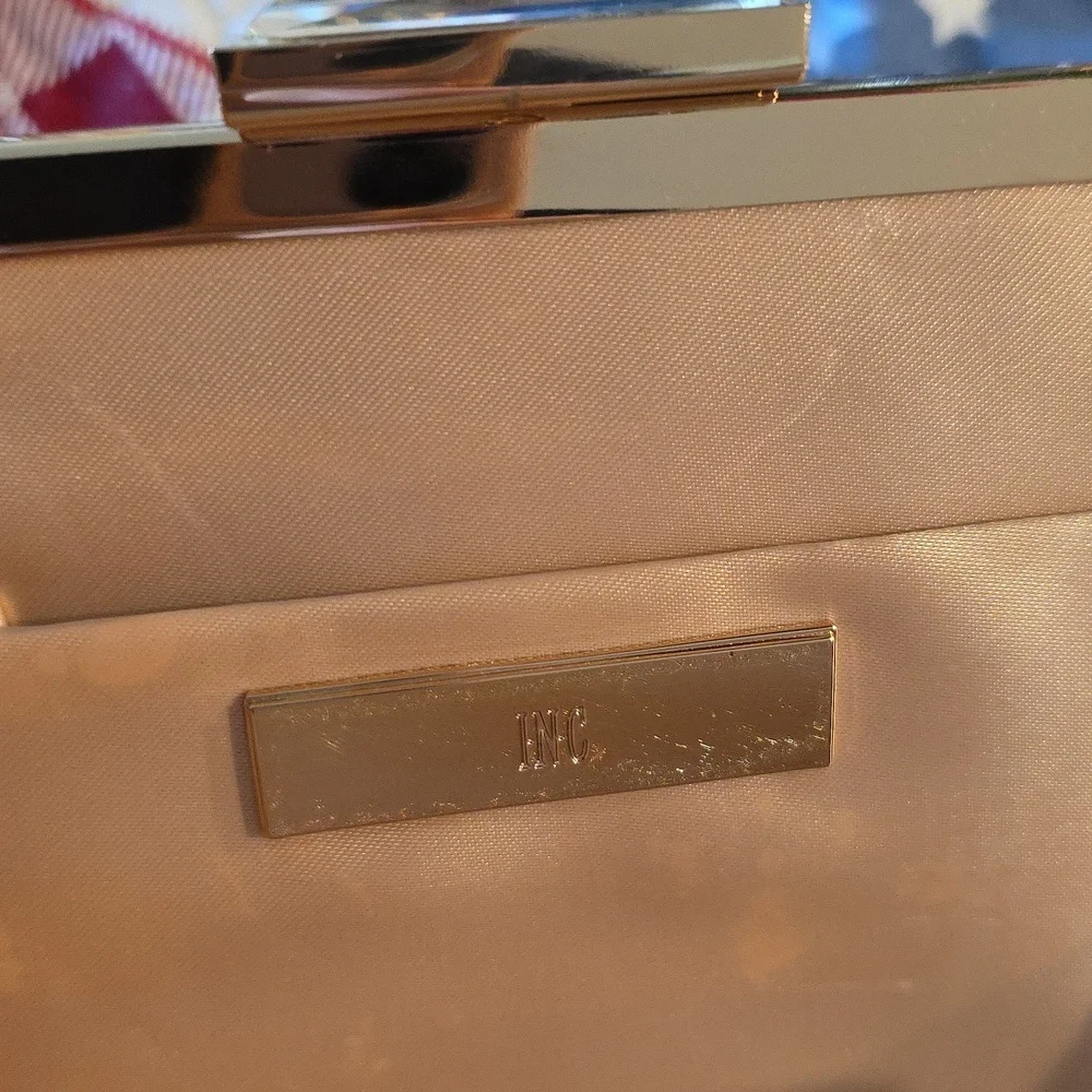INC International Concepts Cream Satin Clutch or Crossbody - Picture 11 of 11